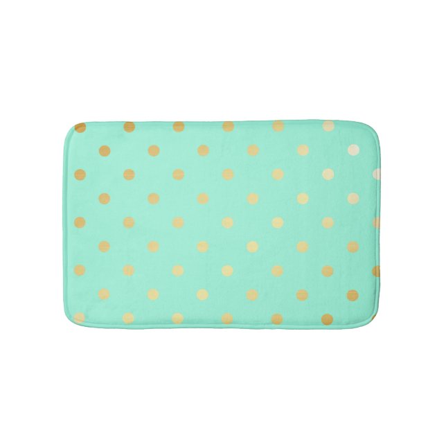 faux gold mint polka dots bath mat (Front)
