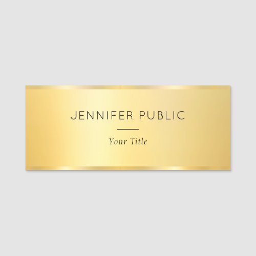 Faux Gold Modern Custom Rectangle Staff Employee Name Tag