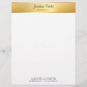 Faux Gold Modern Elegant Calligraphed Name Trendy Letterhead