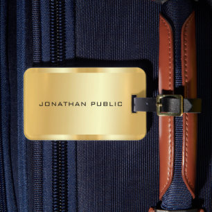 Faux Gold Modern Elegant Glam Trendy Template Luggage Tag