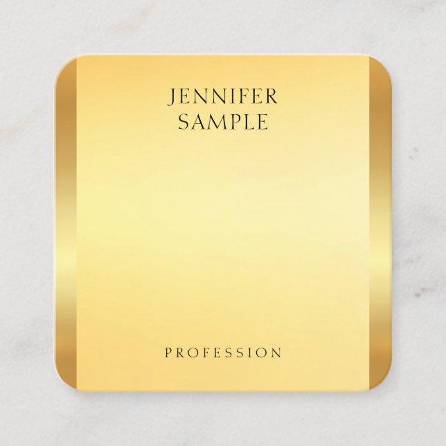 Faux Gold Modern Elegant Glamorous Template Square Business Card (Front)