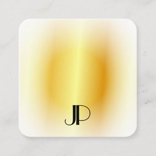 Faux Gold Modern Elegant Gold Monogram Template Square Business Card