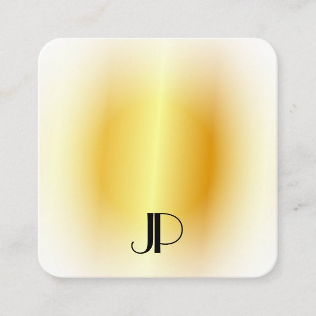 Faux Gold Modern Elegant Gold Monogram Template Square Business Card (Front)