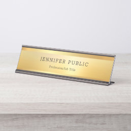 Faux Gold Modern Elegant Luxurious Professional Desk Name Plate