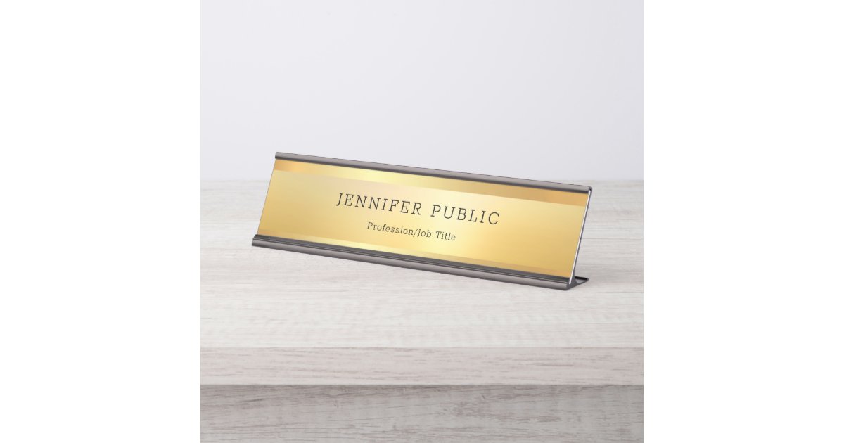 Faux Gold Modern Elegant Luxurious Professional Desk Name Plate