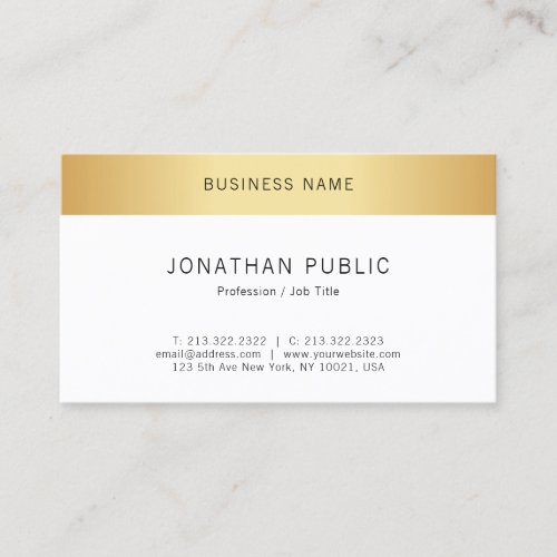 Faux Gold Modern Elegant Minimalistic Template Business Card