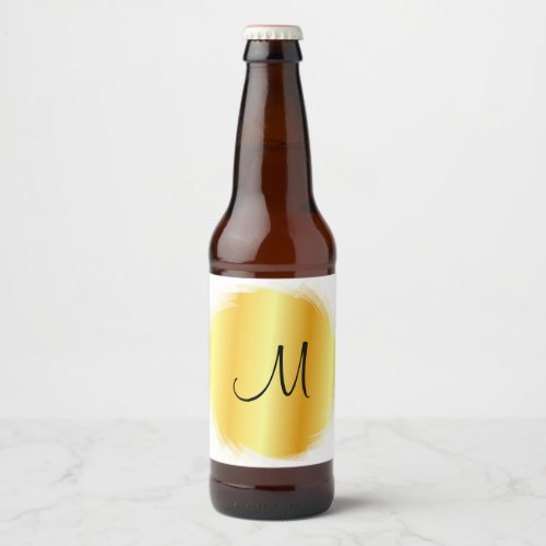 Faux Gold Modern Elegant Monogram Template Beer Bottle Label