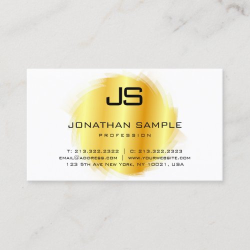 Faux Gold Modern Elegant Monogram Template Business Card