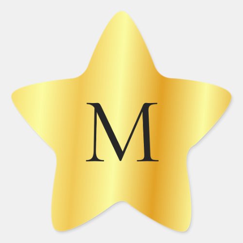 Faux Gold Modern Elegant Monogram Template Star Sticker