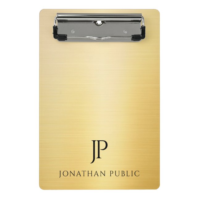 Faux Gold Modern Elegant Monogrammed Template Mini Clipboard (Front)