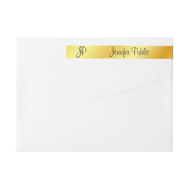 Faux Gold Modern Elegant Personalized Template Wrap Around Label (Back)