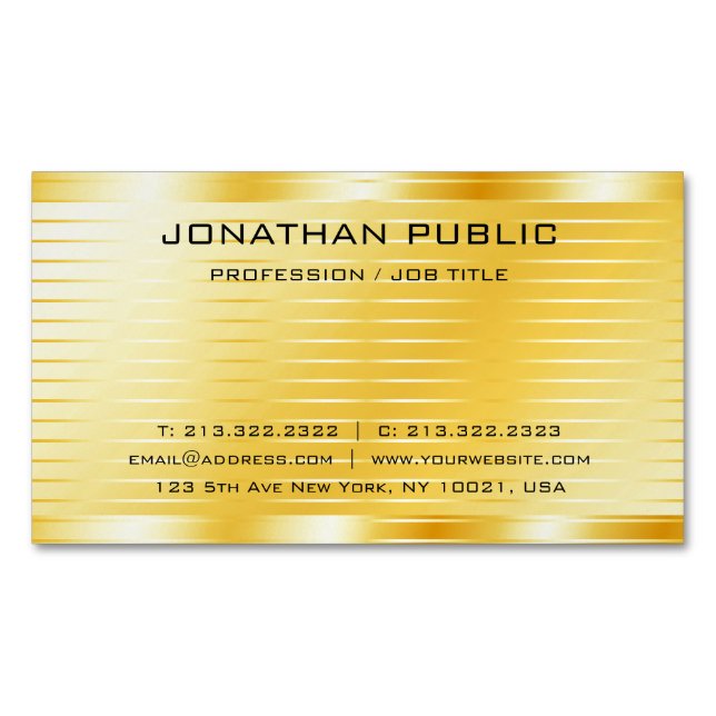 Faux Gold Modern Elegant Professional Template Business Card Magnet (Front)