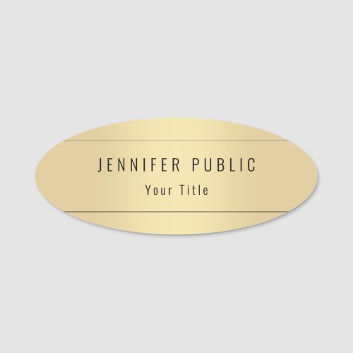 Faux Gold Modern Elegant Professional Template Name Tag