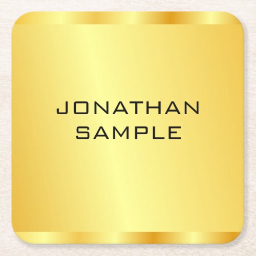 Faux Gold Modern Elegant Professional Template Square Paper Coaster