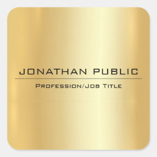 Faux Gold Modern Elegant Simple Design Template Square Sticker