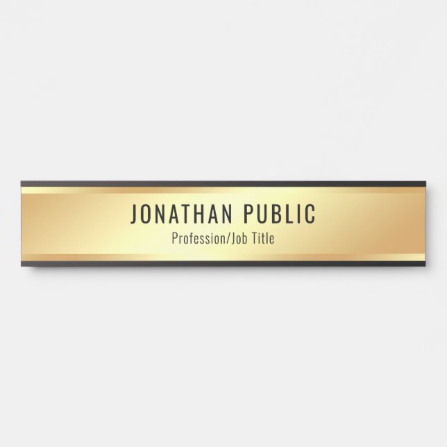 Faux Gold Modern Elegant Template Customizable Door Sign (Front)
