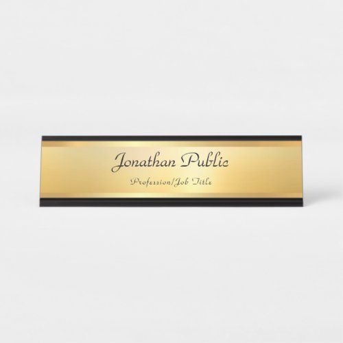 Faux Gold Modern Elegant Template Professional Desk Name Plate