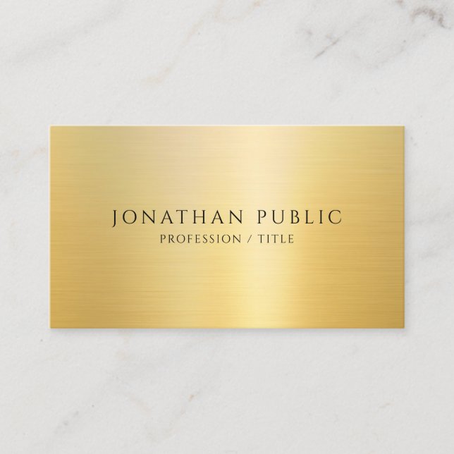 Faux Gold Modern Elegant Template Semi Gloss Business Card (Front)