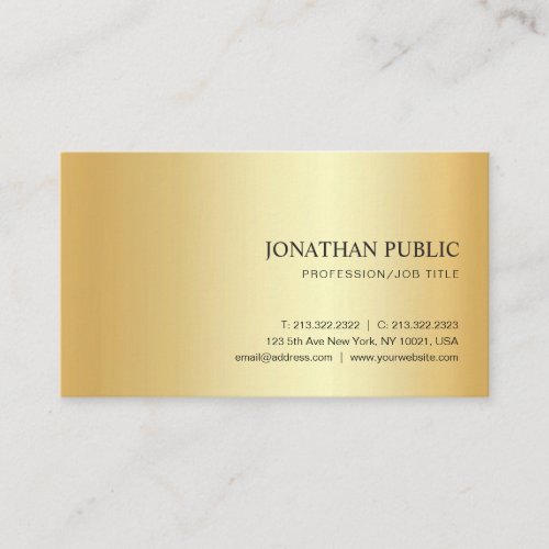 Faux Gold Modern Elegant Trendy Template Business Card