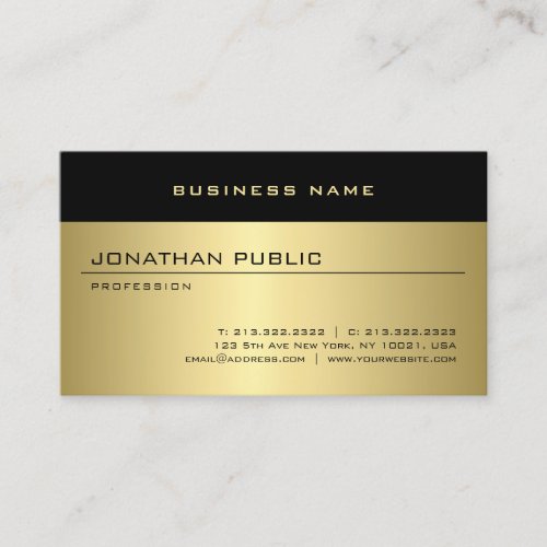 Faux Gold Modern Glamour Personalized Template Business Card