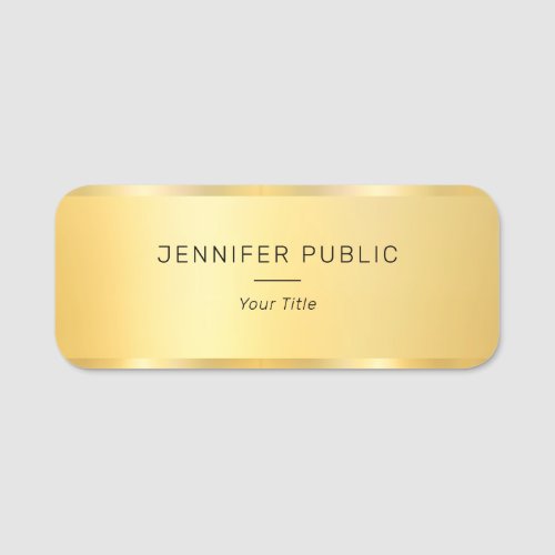 Faux Gold Modern Glamour Template Trendy Employee Name Tag