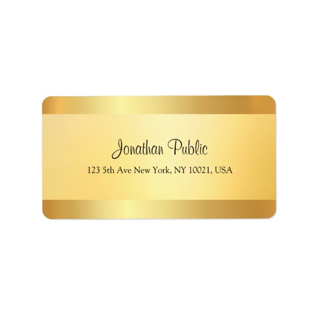 Faux Gold Modern Handwritten Script Template Label (Front)