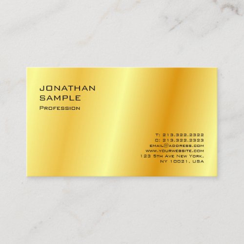 Faux Gold Modern Minimalist Elegant Professional Business Card