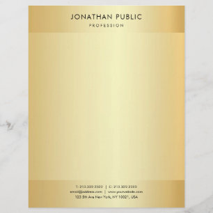 Faux Gold Modern Minimalist Elegant Template Letterhead