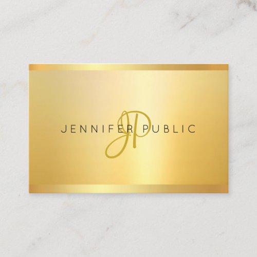 Faux Gold Modern Minimalist Monogram Professional Business Card