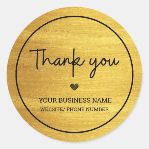 Faux Gold Modern Minimalist Simple Thank You  Classic Round Sticker