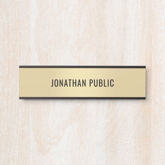 Faux Gold Modern Minimalist Template Home Door Sign (Front)