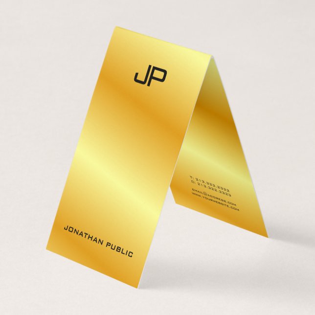 Faux Gold Modern Monogram Elegant Template Business Card (Front)