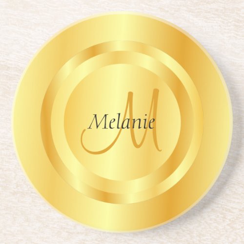 Faux Gold Modern Monogram Elegant Template Coaster