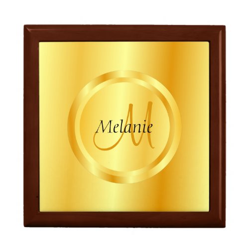 Faux Gold Modern Monogram Elegant Template Gift Box