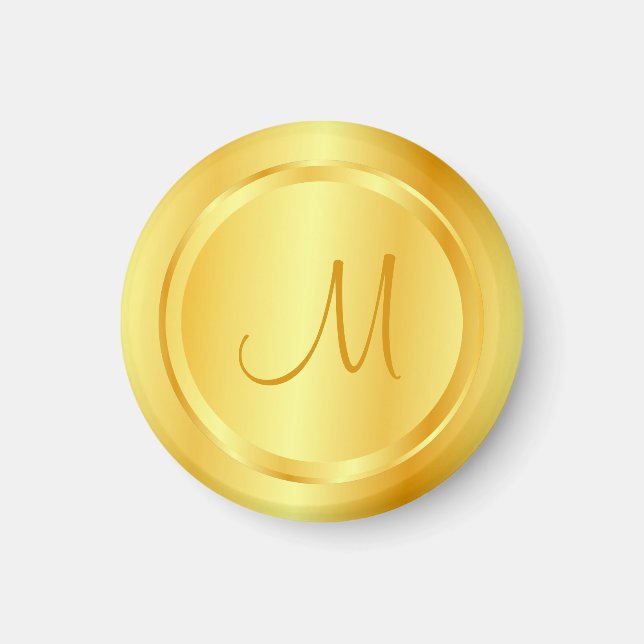 Faux Gold Modern Monogram Elegant Template Magnet (Front)