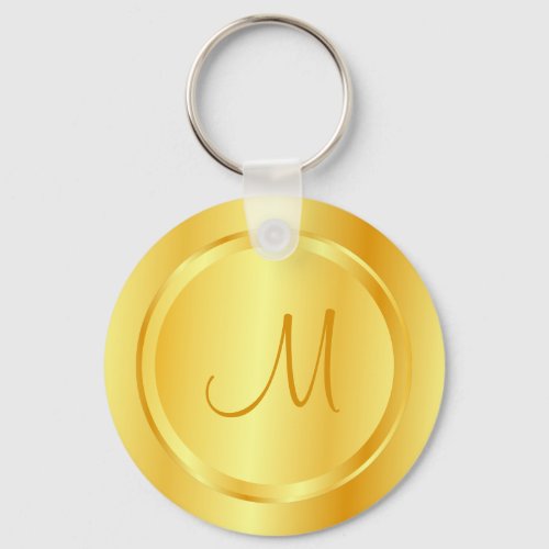 Faux Gold Modern Monogram Template Elegant Keychain
