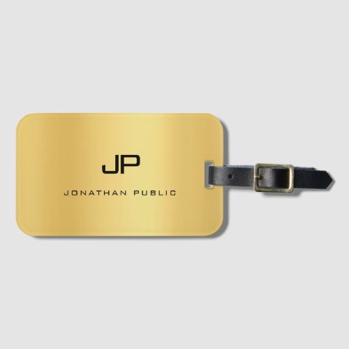 Faux Gold Modern Monogram Template Glamour Luggage Tag
