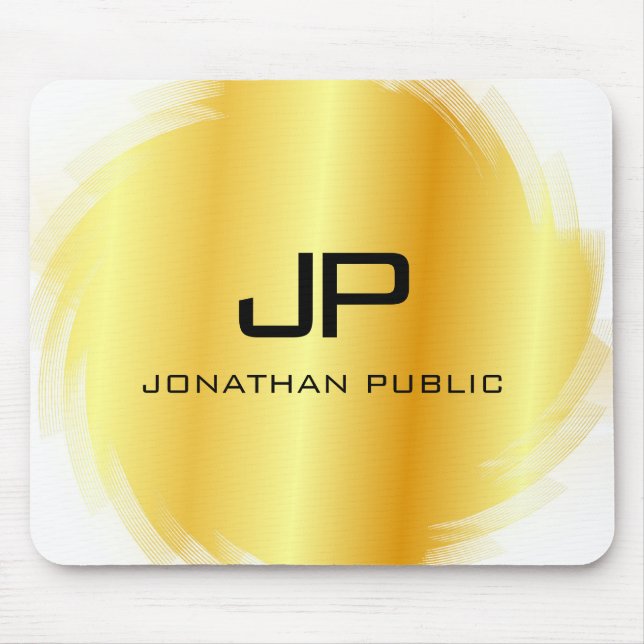 Faux Gold Modern Monogrammed Elegant Template Mouse Pad (Front)
