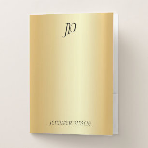 Faux Gold Modern Monogrammed Elegant Template Pocket Folder