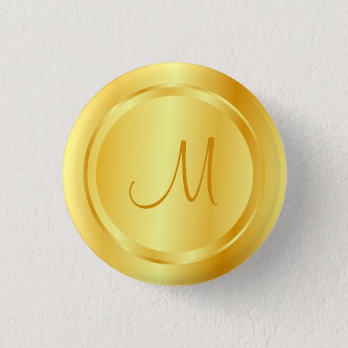 Faux Gold Modern Monogrammed Template Elegant Button
