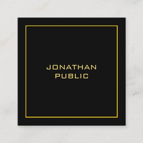 Faux Gold Modern Personalized Black Template Square Business Card