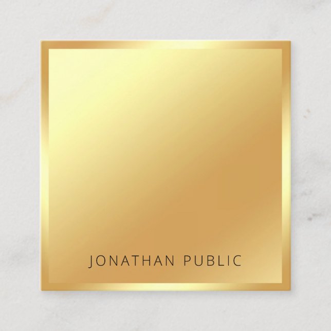 Faux Gold Modern Professional Glamorous Template Square Business Card (Front)