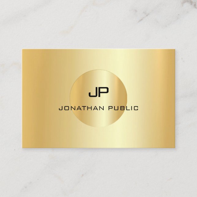 Faux Gold Modern Professional Monogram Elegant Business Card (Front)