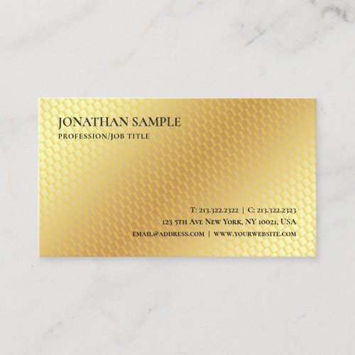 Faux Gold Modern Professional Simple Template Business Card