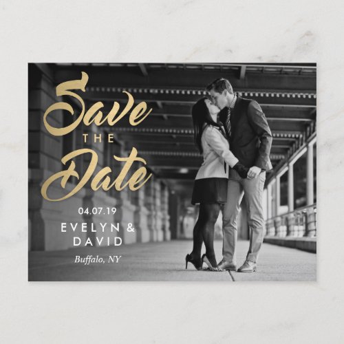Faux Gold Modern Save the Date Postcards