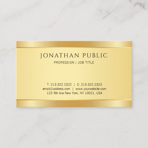 Faux Gold Modern Simple Design Elegant Template Business Card