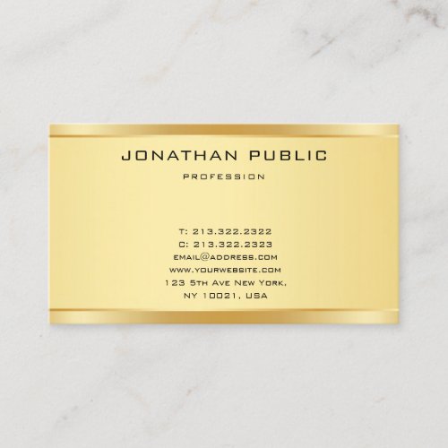 Faux Gold Modern Simple Elegant Template Stylish Business Card