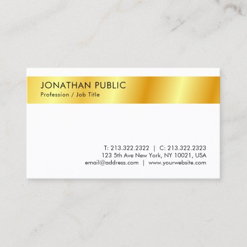 Faux Gold Modern Simple Personalized Template Business Card
