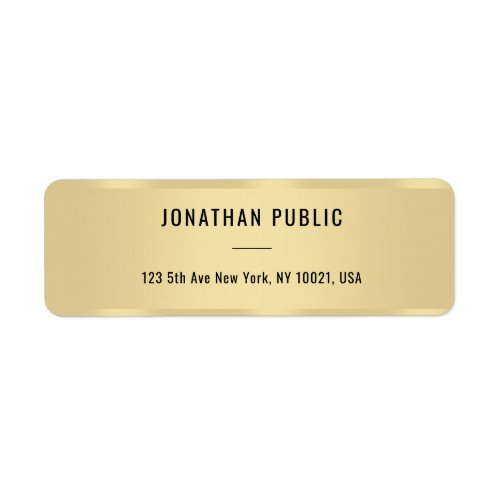 Faux Gold Modern Simple Template Return Address Label