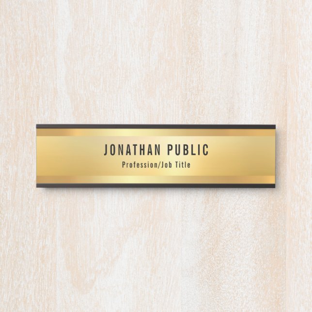 Faux Gold Modern Template Glamorous Trendy Door Sign (Front)